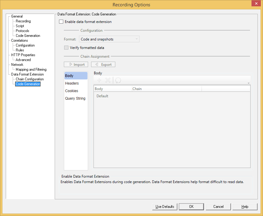 Data Format Extension - Code Generation