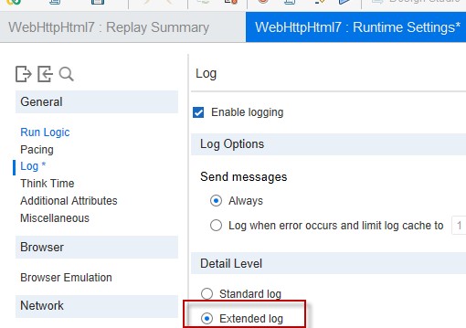 Logging in Loadrunner